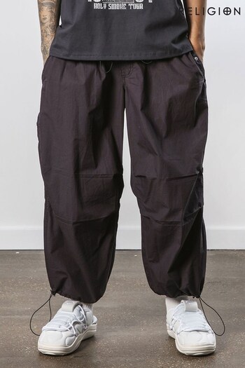 Religion Grey Oversized Wide Leg Parachute Trousers With Elasticated Waist (K08173) | £60