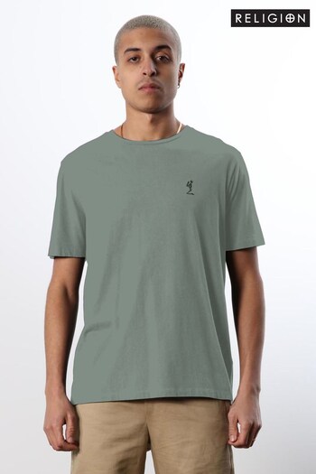 Religion Green Organic Slim Fit T-Shirt With Chest Logo (K08220) | £25
