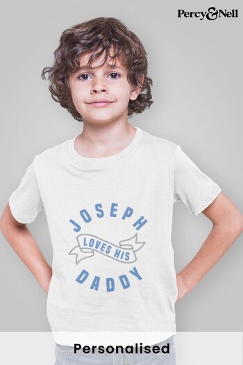 Personalised Kids ‘Loves His Daddy’ Banner T Shirt by Percy & Nell (K08244) | £23
