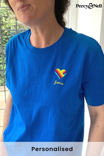Personalised Embroidered Rainbow Heart T-Shirt by Percy & Nell (K08253) | £26