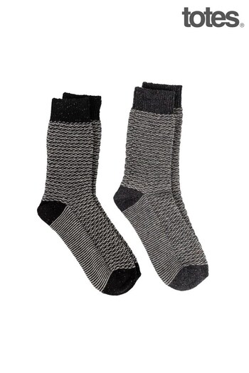 Totes Grey Mens 2pack Socks (K08278) | £15