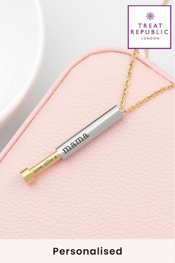 Personalised Gold and Silver Hidden Message Capsule Women's Necklace by Treat Republic (K09032) | £30