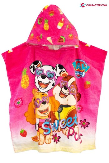 Character Pink Paw Patrol License Kids Printed Swim & Beach Towel Poncho (K09181) | £12