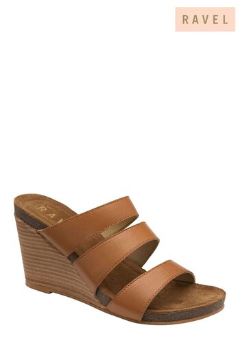 Ravel Tan Nappa Leather Wedge Sandals (K09208) | £65