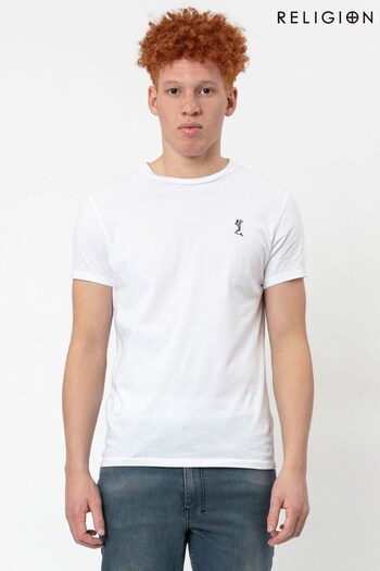 Religion White Organic Slim Fit T-Shirt With Chest Logo (K09407) | £25