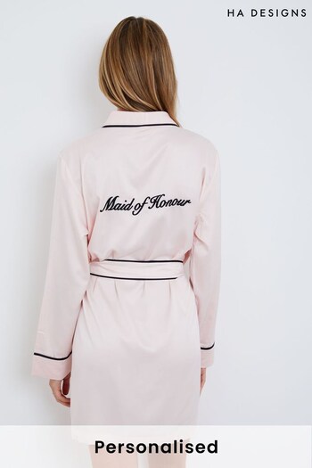 Personalised Maid of Honour Satin Dressing Gown by HA Designs (K09431) | £50