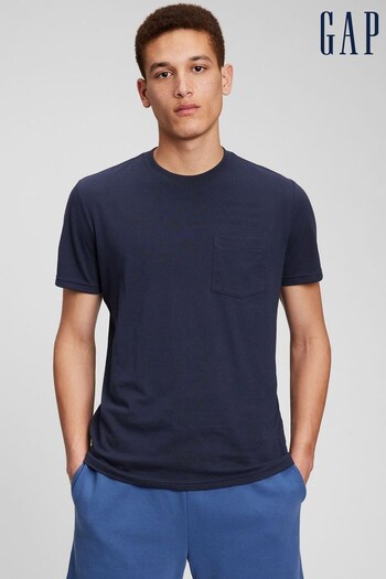 Gap Navy Blue Organic Cotton Short Sleeve Pocket Crew Neck T-Shirt (K09555) | £18