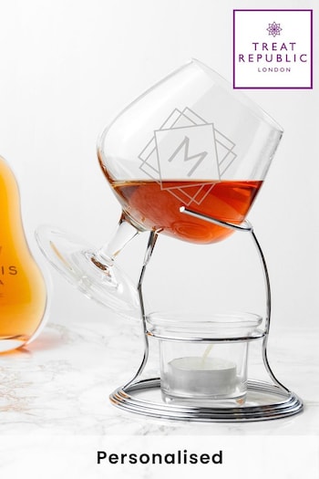Personalised Luxury Monogram Brandy Warmer Set by Treat Republic (K09666) | £35