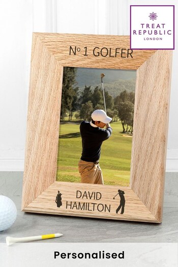 Personalised Top Golfer Engraved Oak Picture Frame by Treat Republic (K09671) | £18