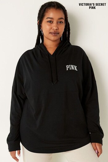 Victoria's Secret PINK Pure Black Cotton Oversized Hooded T-Shirt (K09825) | £40