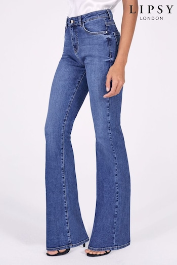 Lipsy Blue Petite Mid Rise Flare Jeans (K10226) | £49