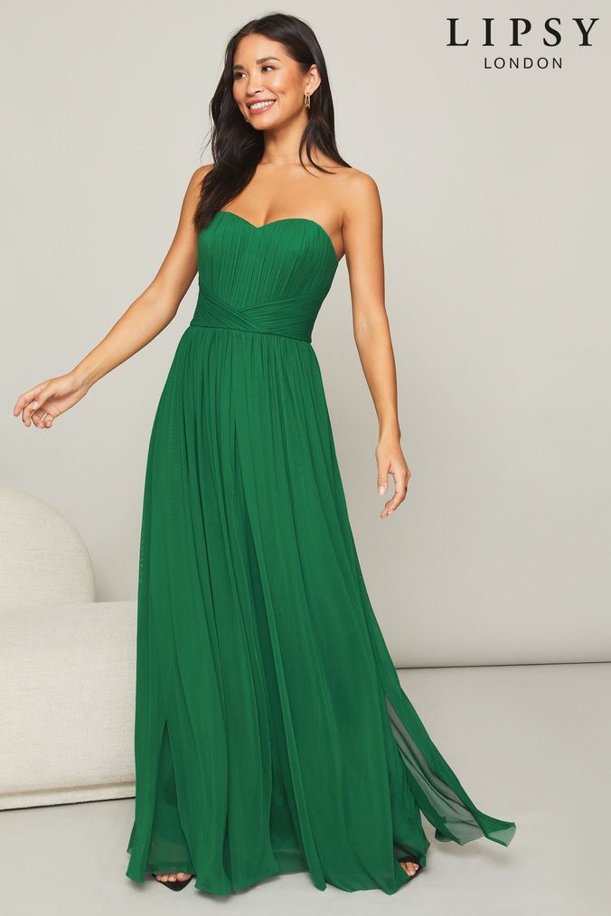 Lipsy bella bandeau clearance maxi dress green