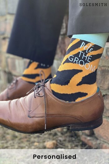 Personalised Tiger Feet Groomsmen Socks by Solesmith (K12216) | £15