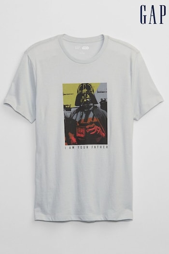 Gap Grey Star Wars Darth Vader Graphic Short Sleeve Crewneck T-Shirt (K12365) | £14