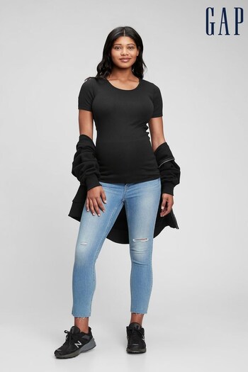 Gap Black Maternity Modern Short Sleeve Scoop Neck T-Shirt (K12415) | £25