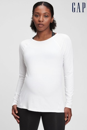 Gap White Maternity Breathable Long Sleeve Crew Neck T-Shirt (K12435) | £25