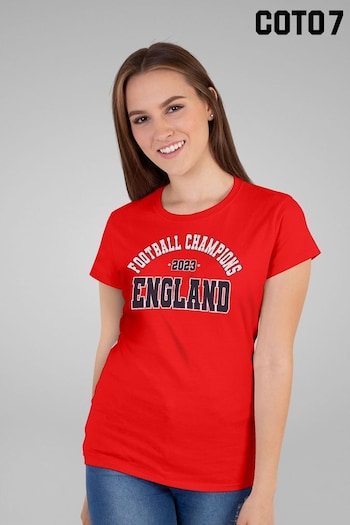 Coto7 Red England Football Champions Vintage Varsity Women's T-Shirt by Coto7 (K12486) | £21