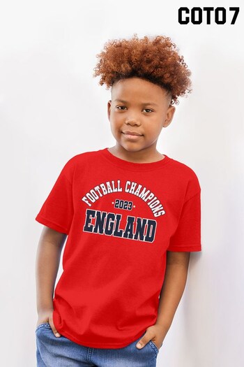 Coto7 Red England Football Champions Vintage Varsity Kids T-Shirt (K12488) | £18