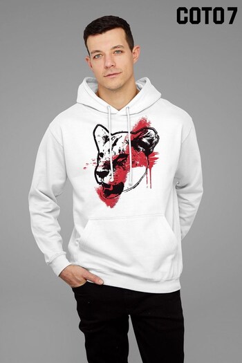 Coto7 White England Lioness Painted Adult Hooded Sweatshirt by Coto7 (K12500) | £35