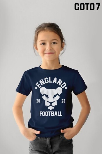 Coto7 French Navy England Lioness Football 2023 Kids T-Shirt (K12502) | £18