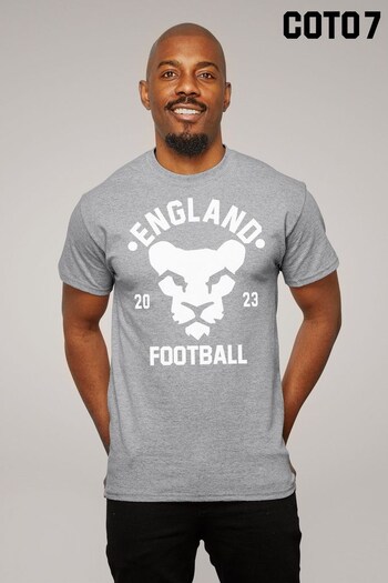 Coto7 Heather Grey England Lioness Football 2023 Men's T-Shirt (K12503) | £21