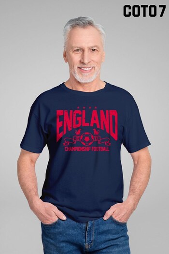 Coto7 Navy England Championship Football 2023 Red Men's T-Shirt (K12505) | £21