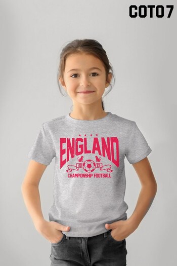 Coto7 Heather Grey England Championship Football 2023 Red Kids T-Shirt (K12506) | £18