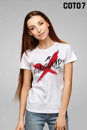 Coto7 White England Red Paint Flag 2023 Women's T-Shirt (K12510) | £21