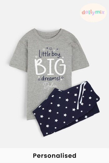 Personalised Little Boy Big Dreams Pyjamas for Boys by Dollymix (K12516) | £30