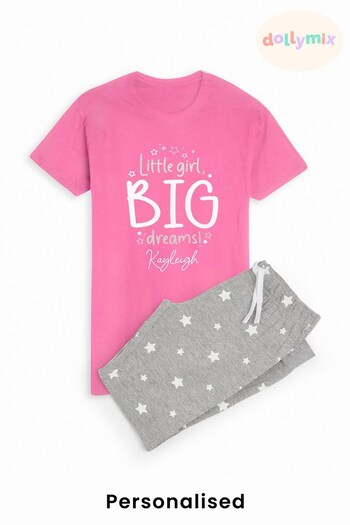 Personalised Little Girl Big Dreams Pyjamas for Girls by Dollymix (K12519) | £30