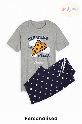 Personalised Dreaming Of Pizza Pyjamas for Men by Dollymix. (K12522) | £30