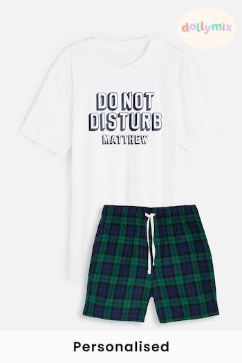 Personalised Do Not Disturb Pyjama for Men Shorts Set by Dollymix (K12523) | £29
