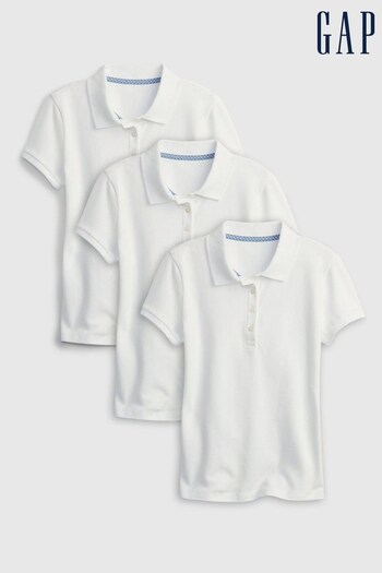 Gap White Organic Cotton 3 Pack Uniform Short Sleeve Polo Shirts (K12709) | £20