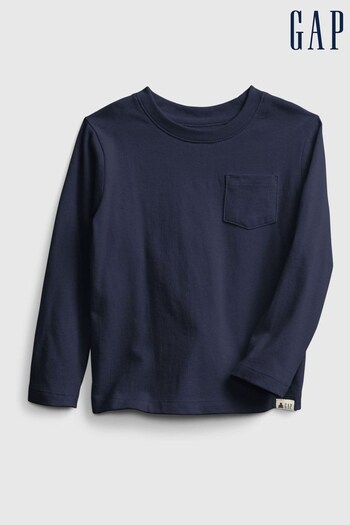 Gap Navy Blue Pocket Long Sleeve Crew Neck T-Shirt (K12819) | £8