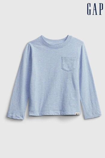Gap Light Blue Pocket Long Sleeve Crew Neck T-Shirt (K12821) | £6