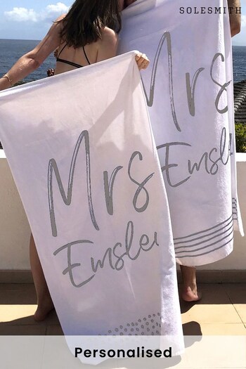 Personalised Couples Beach Towel by Solesmith (K12948) | £75