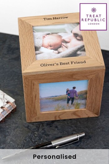 Personalised Oak Photo Cube Keepsake Box by Treat Republic (K12974) | £21