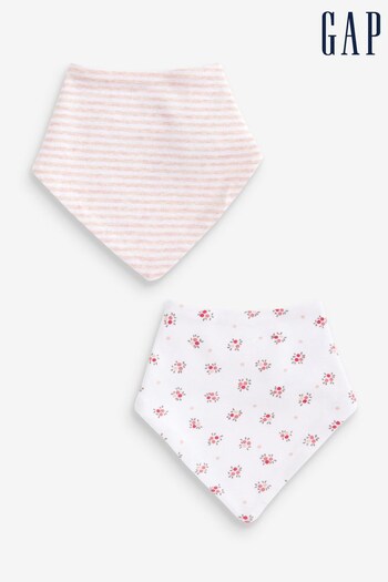 Gap White & Pink 2-Pack Bandanna Baby Bibs (K13327) | £10