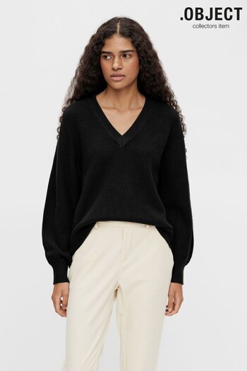 OBJECT Black Puff Sleeve Knitted Jumper (K13467) | £35