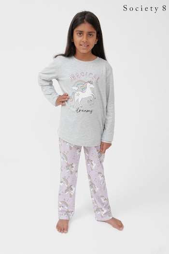 Society 8 Purple Unicorn Girls Matching Family Christmas Pyjama Set (K13654) | £14