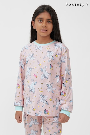 Society 8 Blue Unicorn Girls Matching Family Christmas Pyjama Set (K13658) | £14