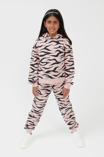 SOCIETY 8 KIDSWEAR Pink & Black Zebra Tracksuit Bottoms - Girls (K13663) | £14