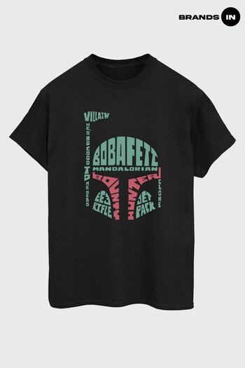 Brands In Black Star Wars Boba Fett Head Men's Black T-Shirt (K13862) | £23