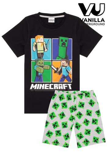 Vanilla Underground Black Minecraft Licensing Boys Short Gaming Pyjamas (K13876) | £16