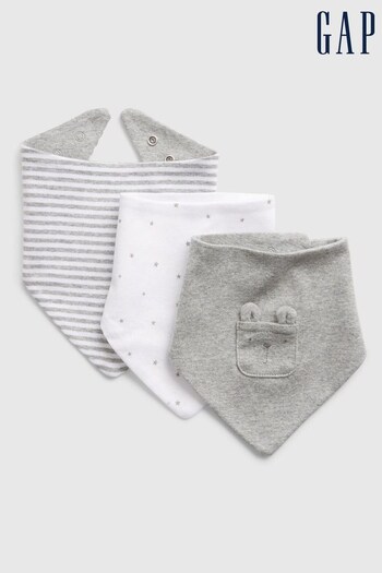 Gap White Floral Organic Cotton 3 Pack First Favourite Baby Bibs (K13951) | £14