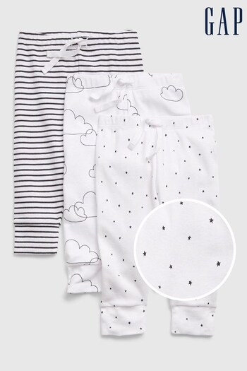 Gap Black And White Print Organic Cotton Joggers 3-Pack - Baby (K13954) | £16