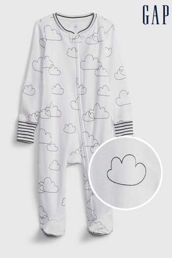 Gap White Organic Cotton Cloud Baby Sleepsuit (K13955) | £20