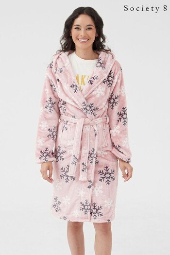 Society 8 Pink Snowflake Christmas Dressing Gown - Womens (K14368) | £25