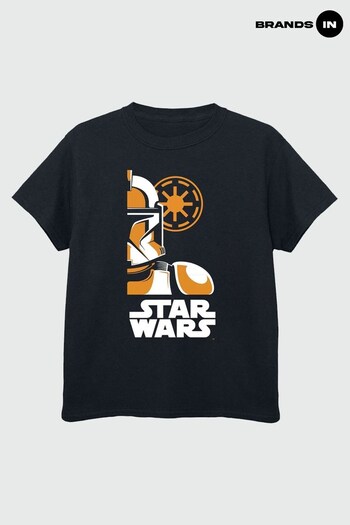 Brands In Black Star Wars Stormtrooper Art Poster Boys Black T-Shirt (K14475) | £17