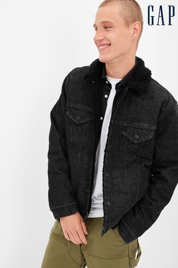 Gap Black Sherpa Icon Denim Jacket (K14716) | £75